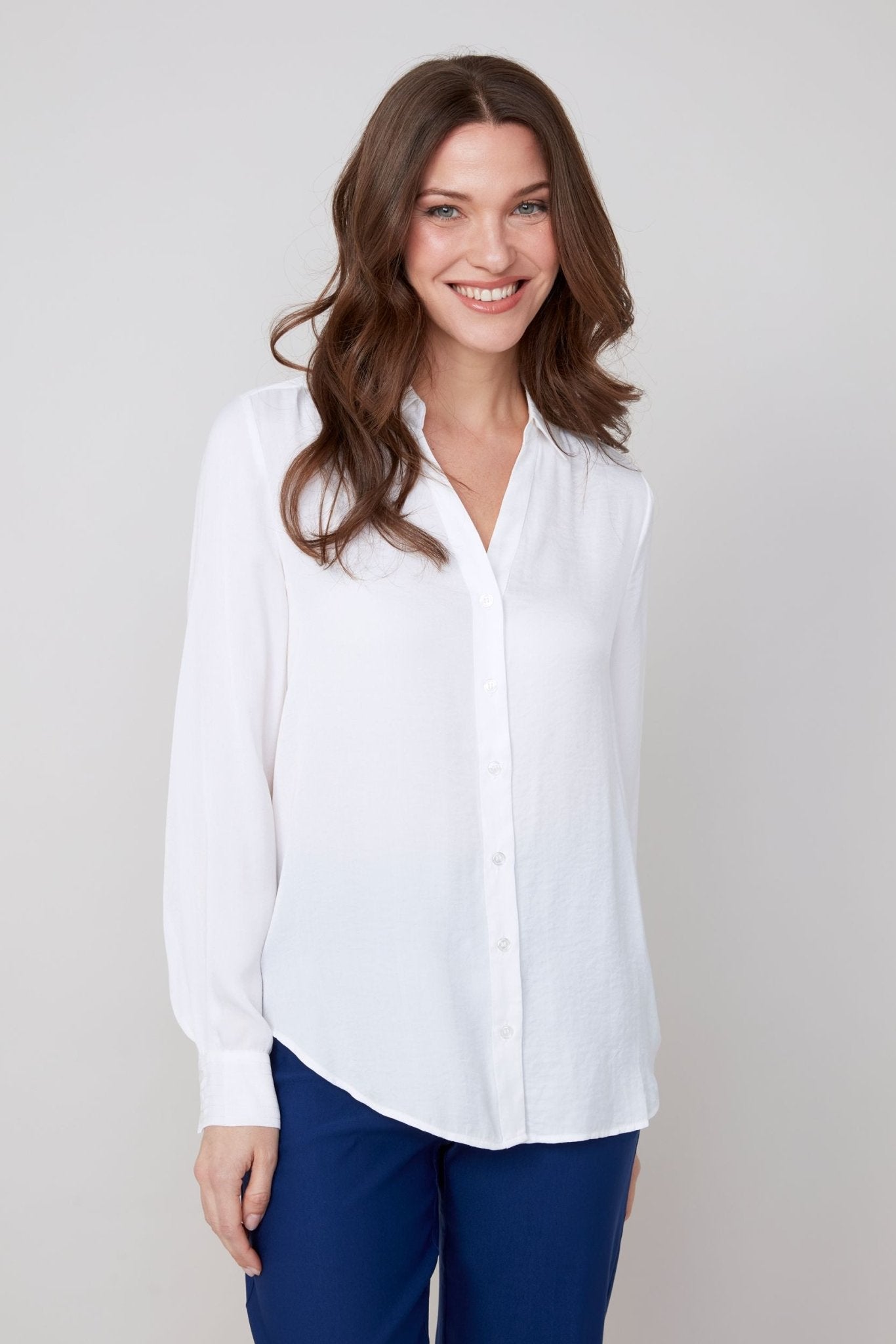 Renuar Lux Silky Collared Blouse – Crème - Juli's Wearable Art