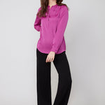 Renuar Lux Silky Woven Blouse – Plum - Juli's Wearable Art