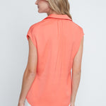 Renuar Luxe Satin Blouse | Neon Coral - Juli's Wearable Art