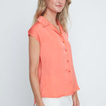Renuar Luxe Satin Blouse | Neon Coral - Juli's Wearable Art