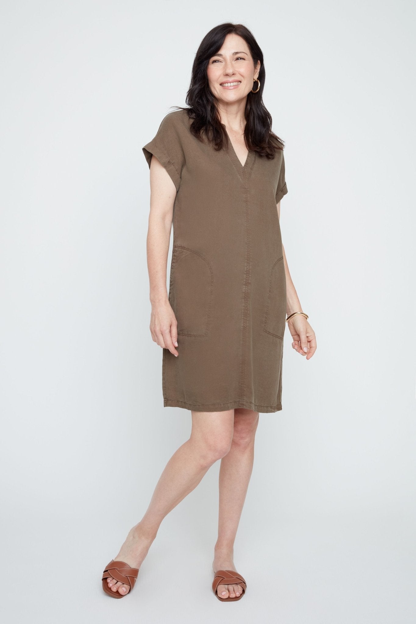 Renuar Lyocell Dress | Khaki