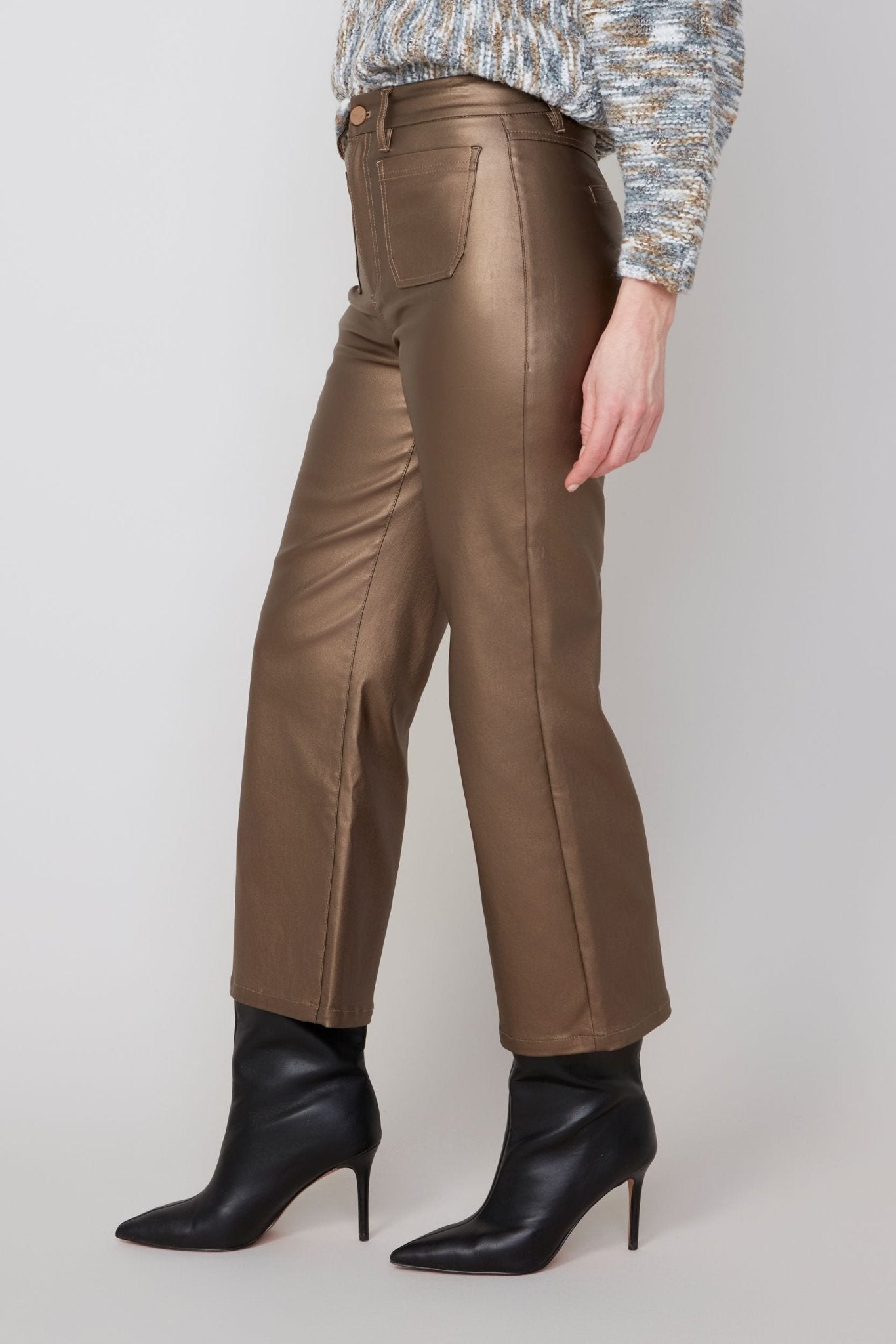 Renuar Metallic Cropped Wide Leg Pant – Copper - Juli's Wearable Art