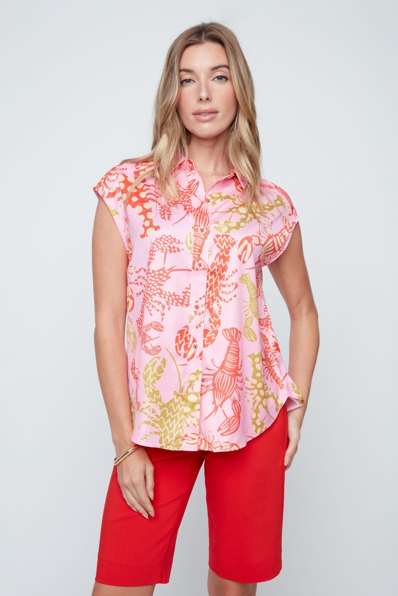 Renuar Printed Light Satin Blouse | Rose Bloom Combo - Juli's Wearable Art