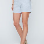 Renuar Seersucker Stripe Rolled Hem Shorts | Chambray - Juli's Wearable Art