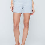 Renuar Seersucker Stripe Rolled Hem Shorts | Chambray - Juli's Wearable Art