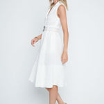 Renuar Sleeveless Linen Blend Dress | Crème - Juli's Wearable Art