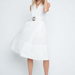 Renuar Sleeveless Linen Blend Dress | Crème - Juli's Wearable Art