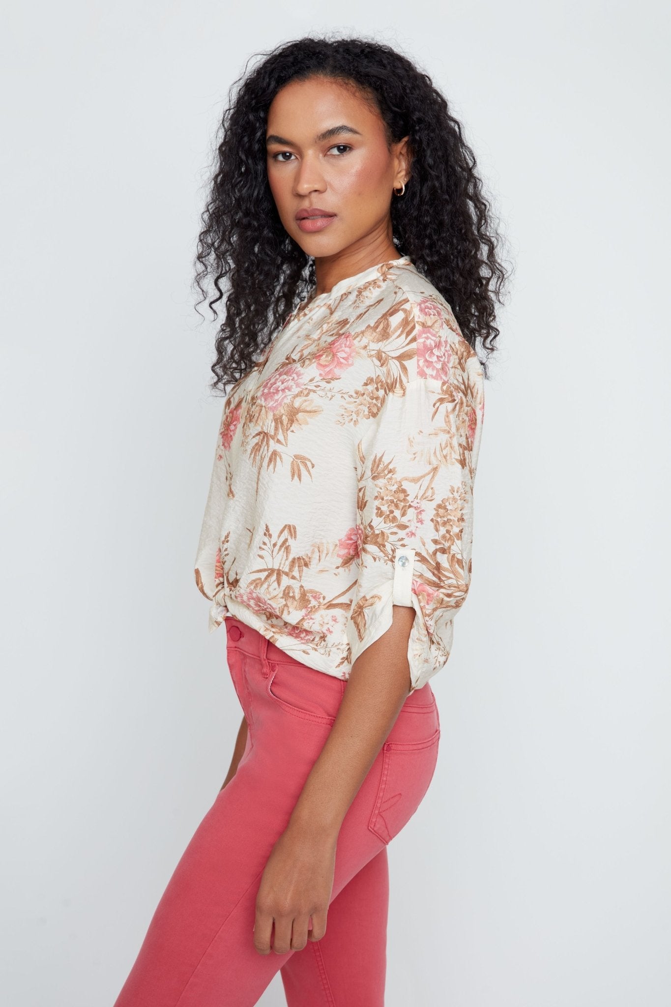 Renuar Soft Light Floral Print Blouse | Peaches Combo - Juli's Wearable Art