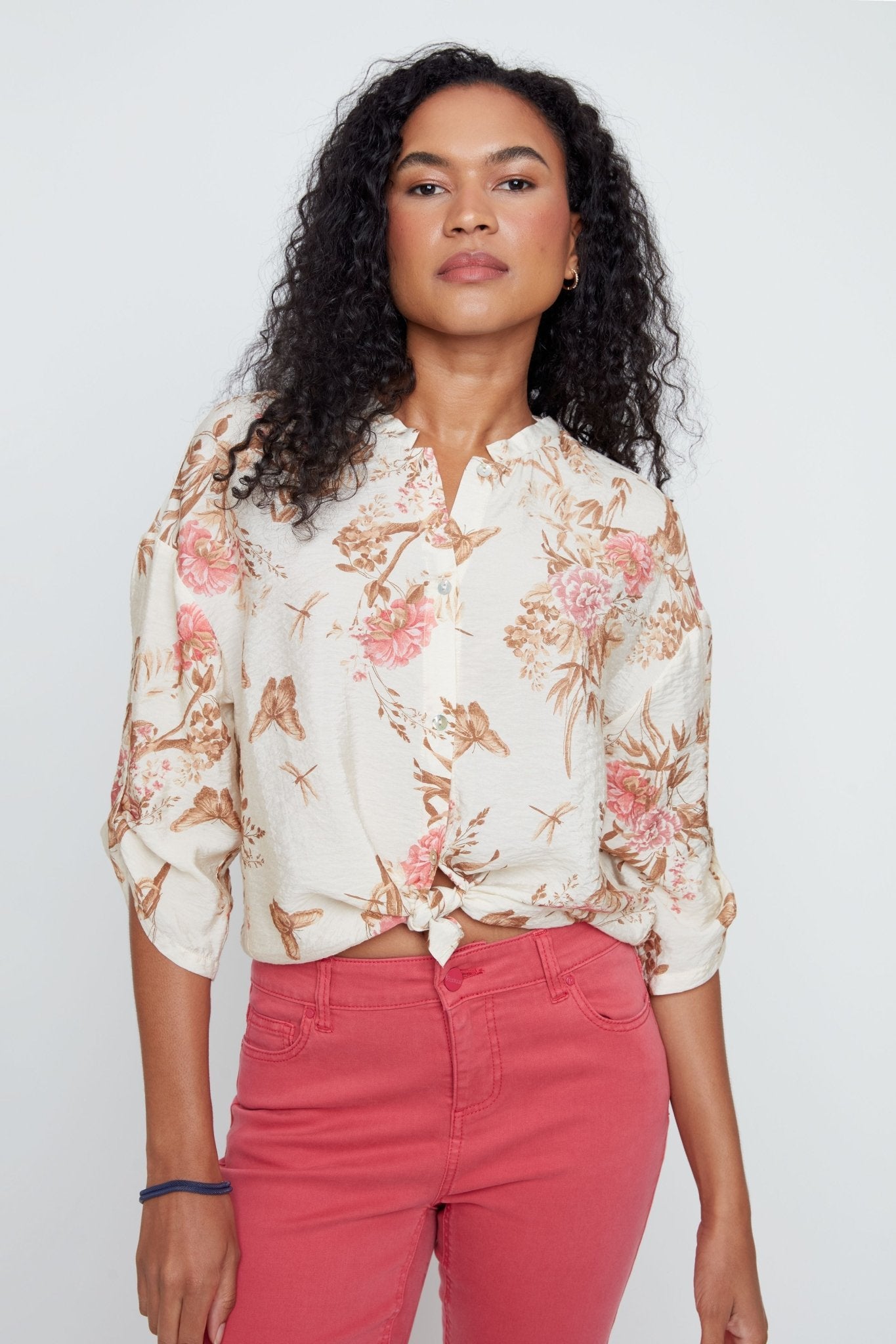 Renuar Soft Light Floral Print Blouse | Peaches Combo