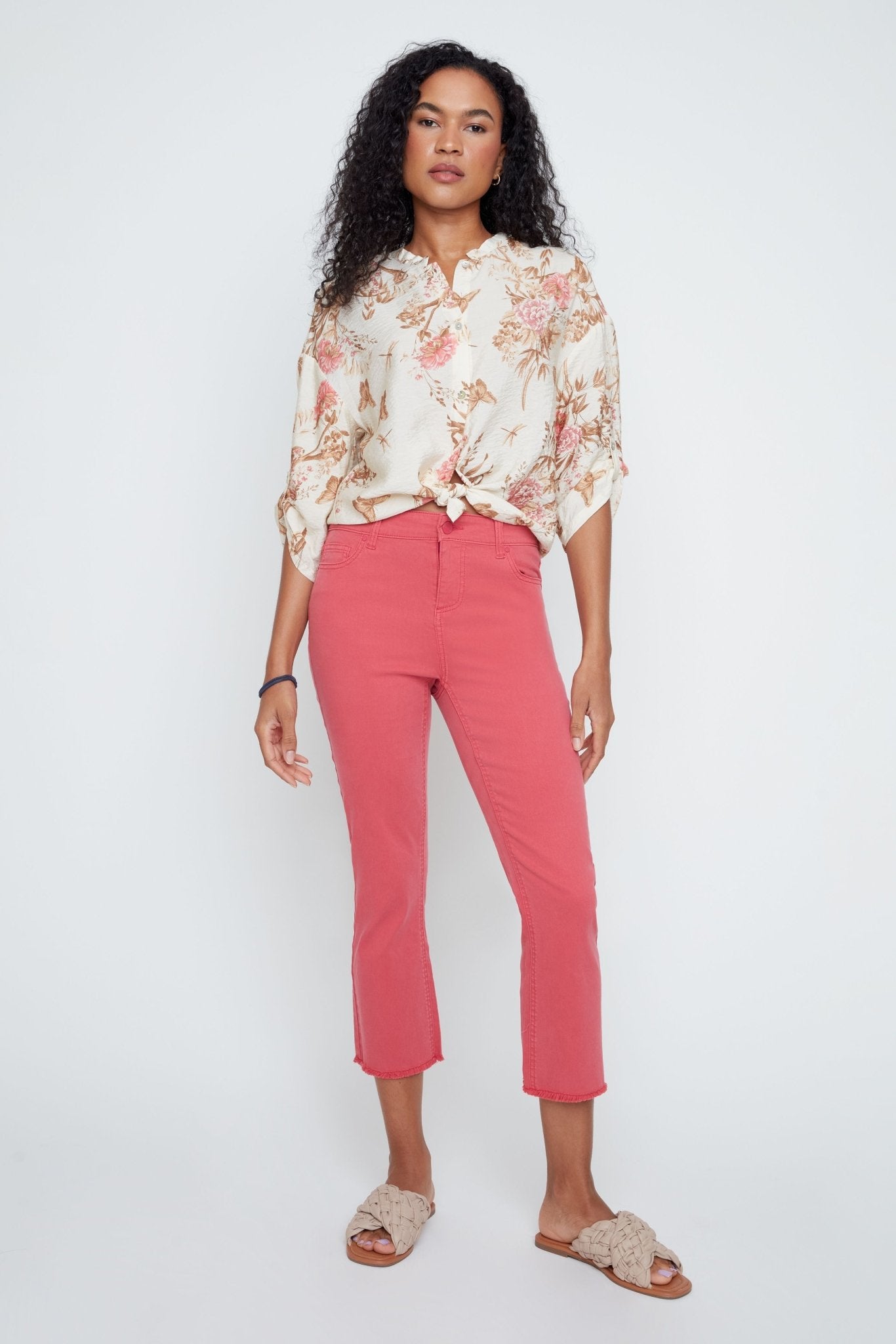 Renuar Soft Light Floral Print Blouse | Peaches Combo