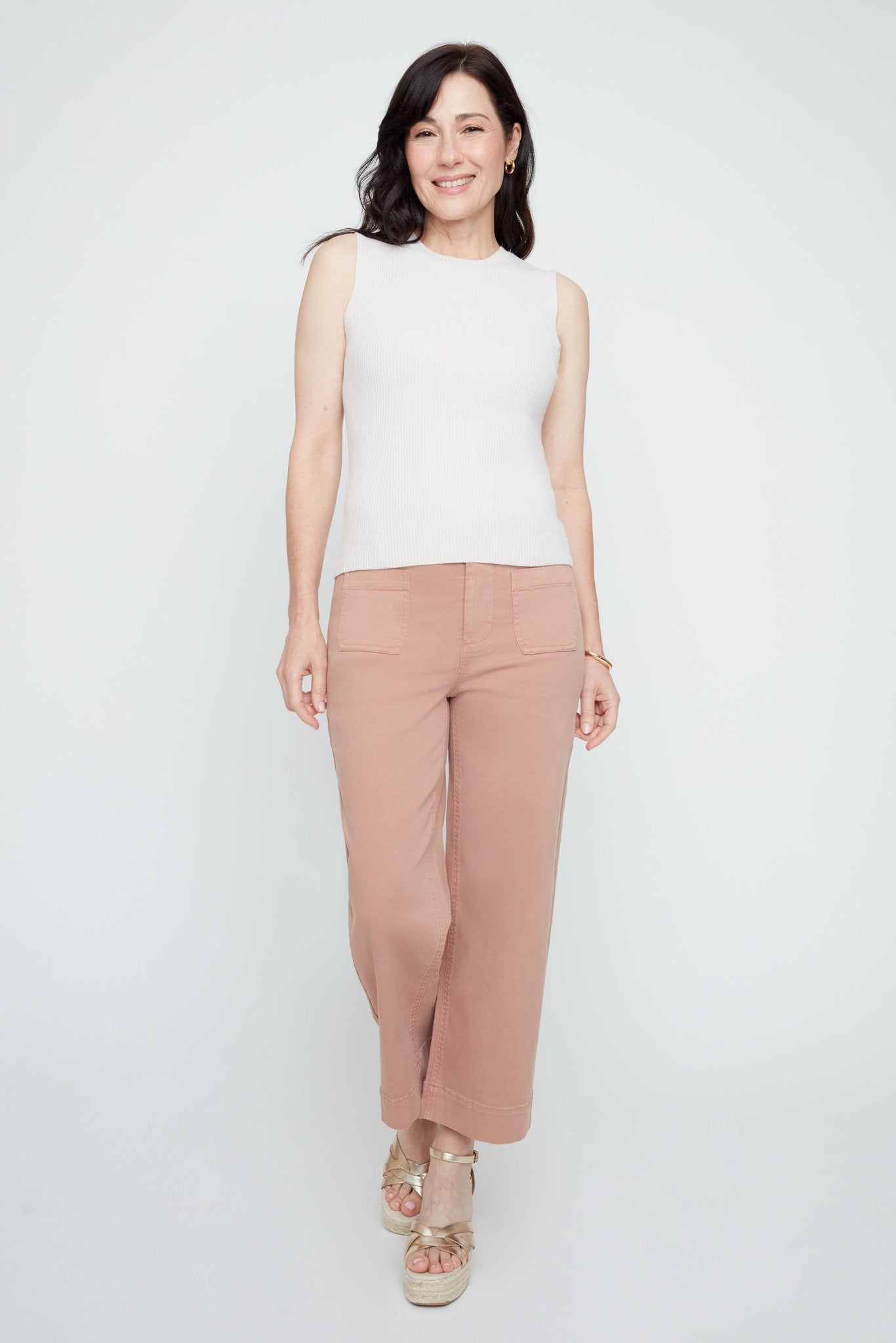 Renuar Soft Light Yarn Knit Sleeveless Sweater | Oyster - Juli's Wearable Art