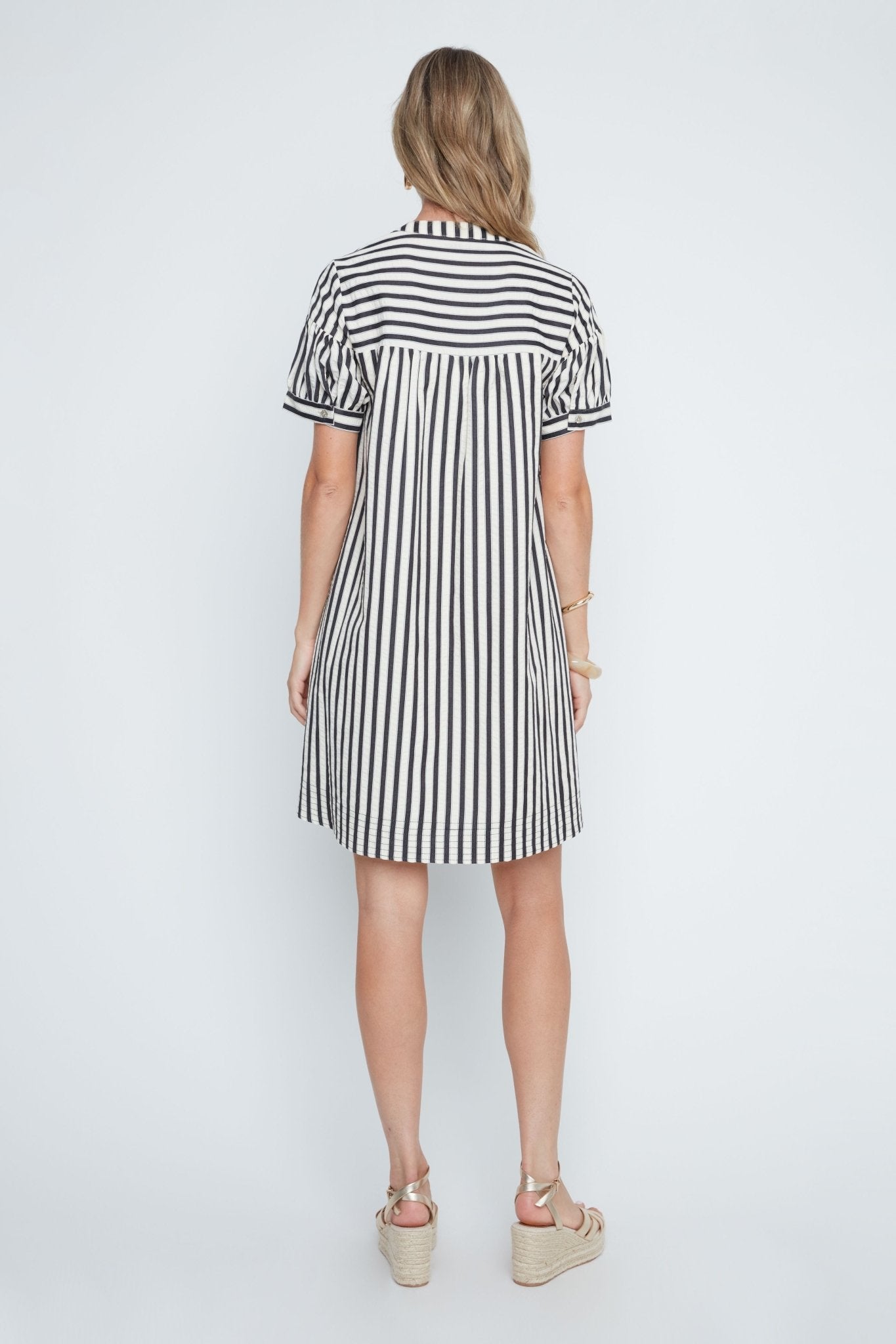 Renuar Striped Dress | Black Combo - Juli's Wearable Art