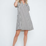 Renuar Striped Dress | Black Combo - Juli's Wearable Art