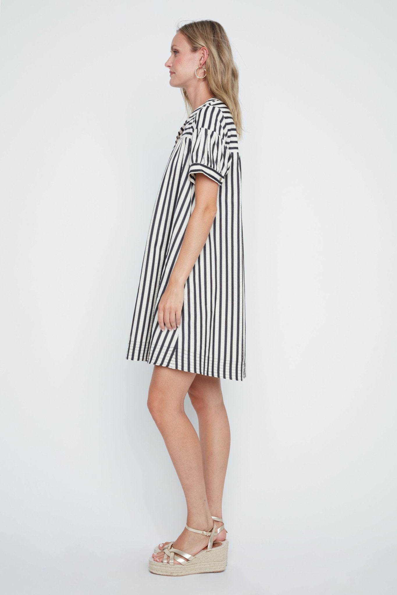 Renuar Striped Dress | Black Combo - Juli's Wearable Art