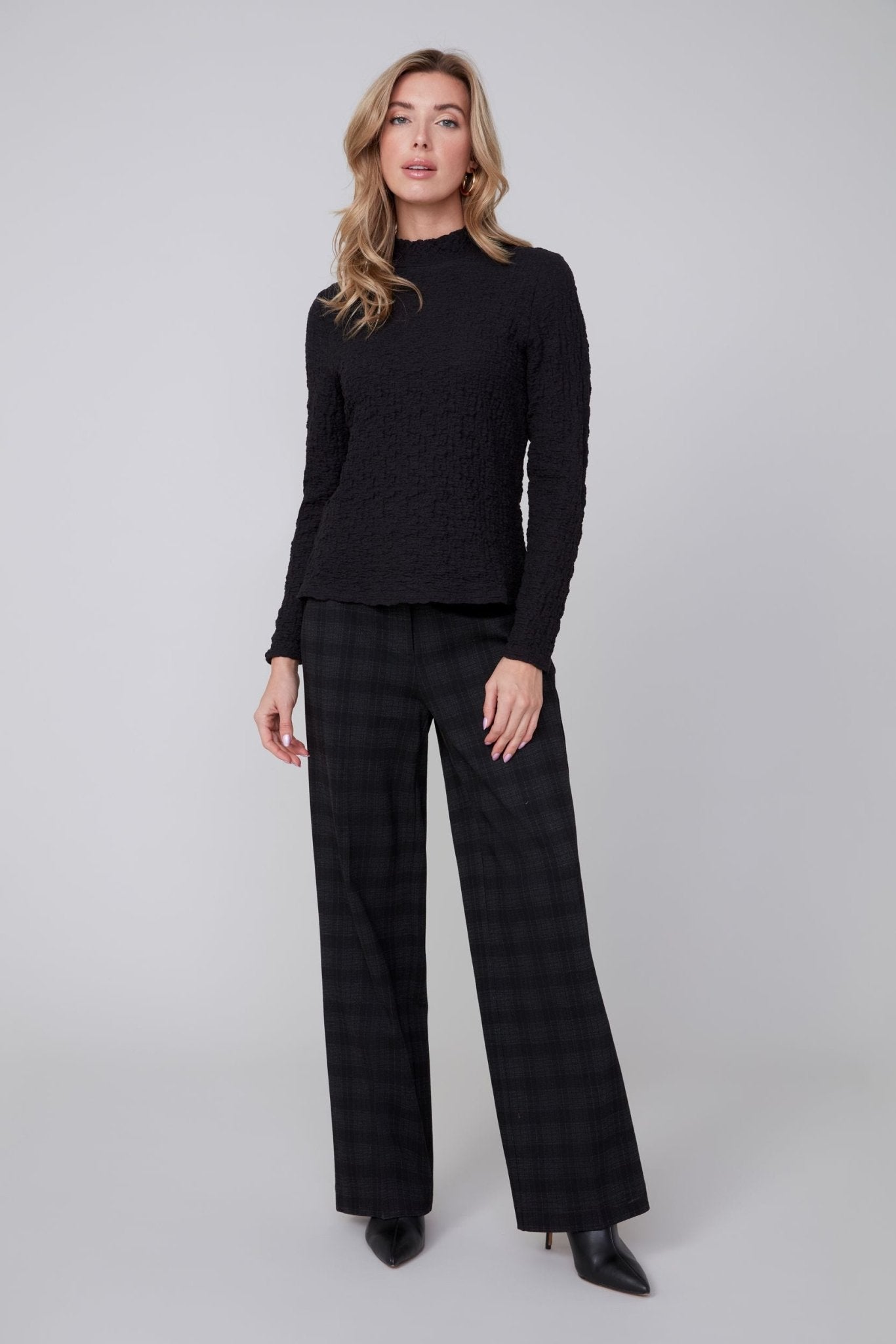 Renuar Textured Knit Top - Black - Juli's Wearable Art