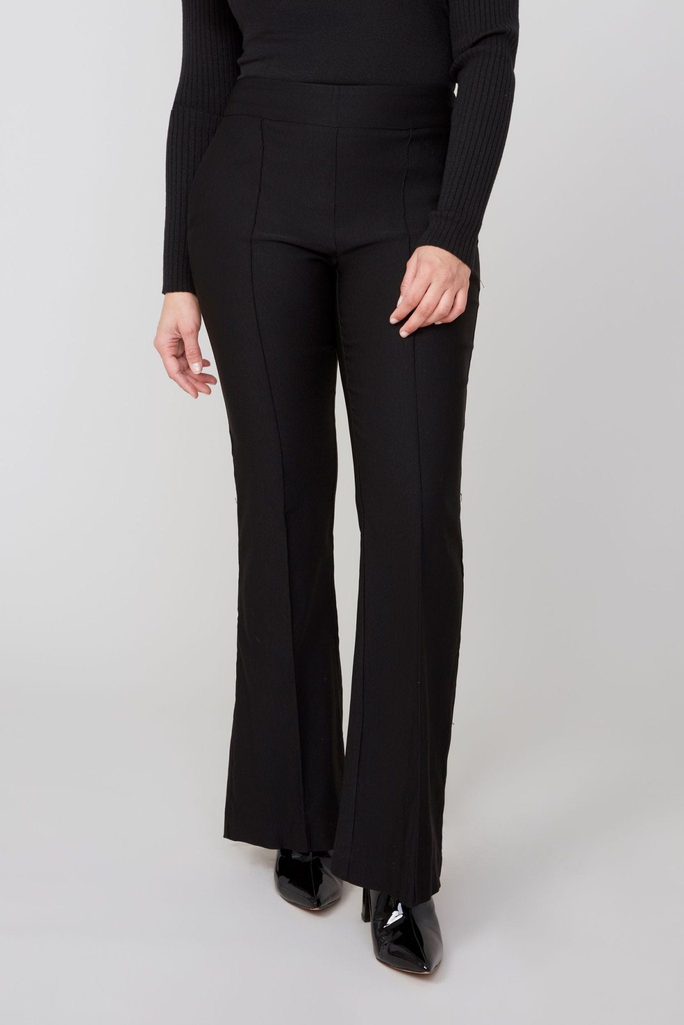 Renuar Wide Leg Knit Pant – Petite – Black