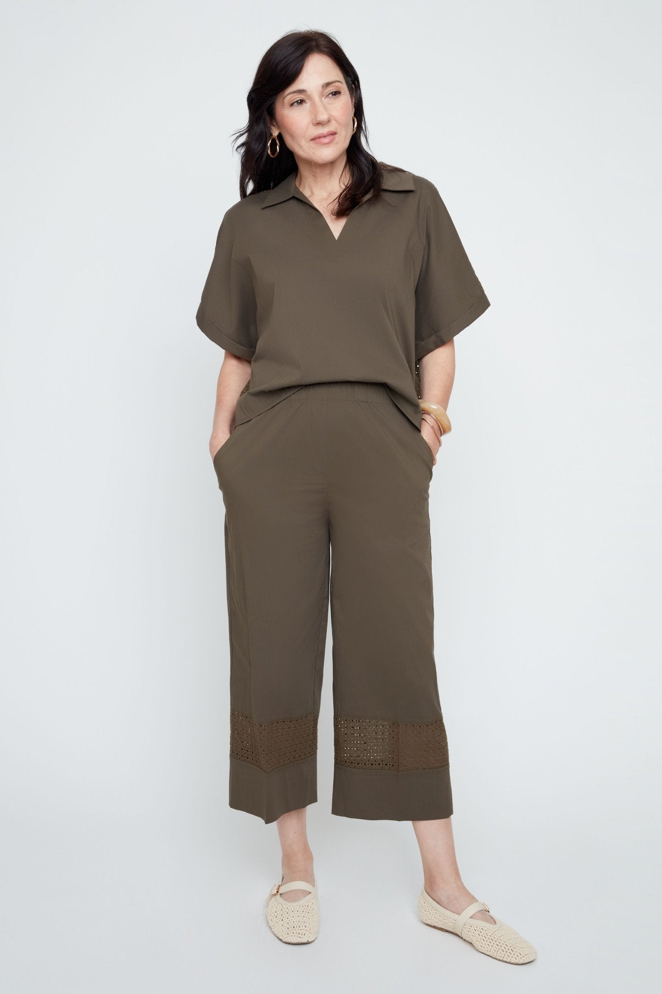 Renuar Woven Blouse | Khaki - Juli's Wearable Art