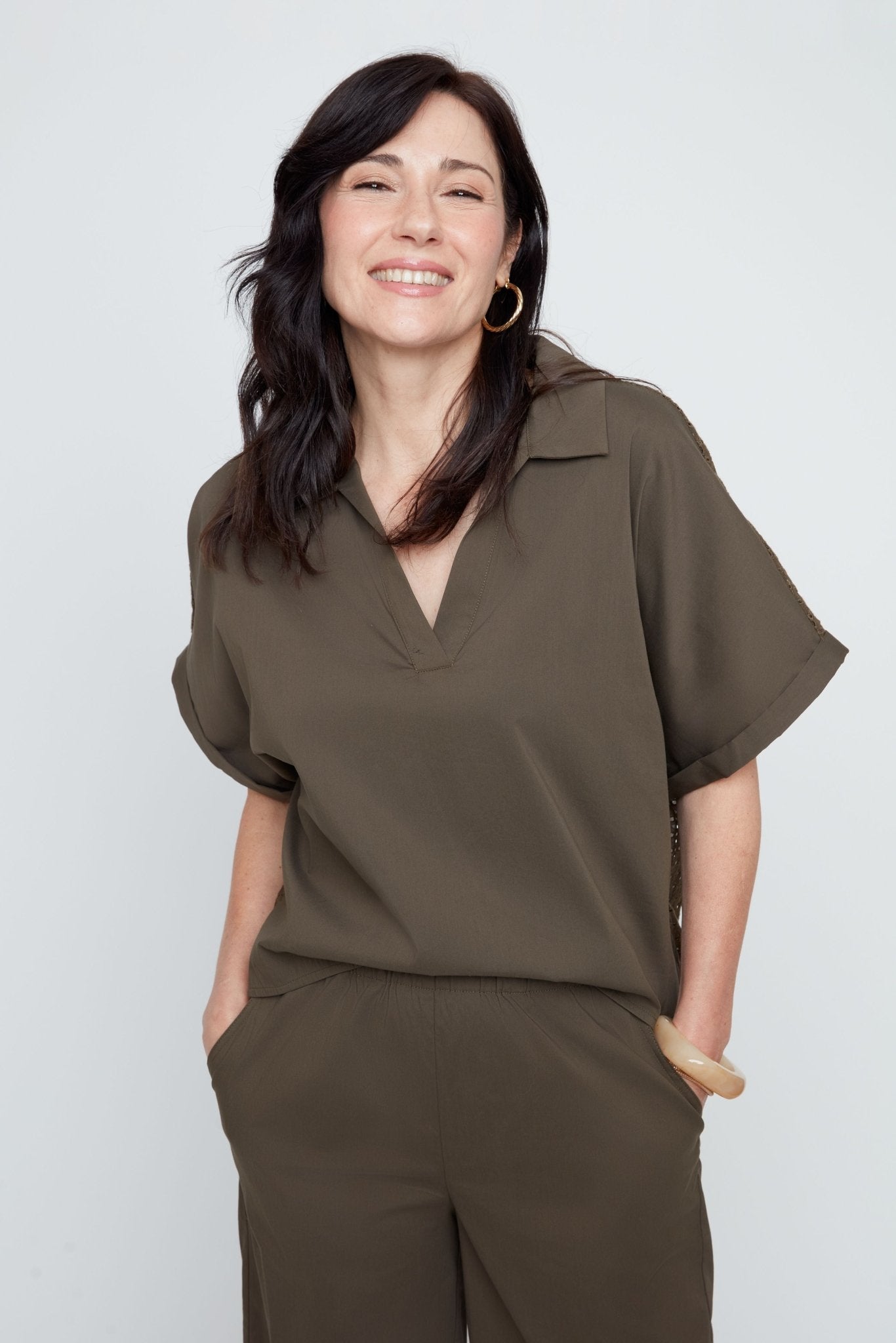 Renuar Woven Blouse | Khaki