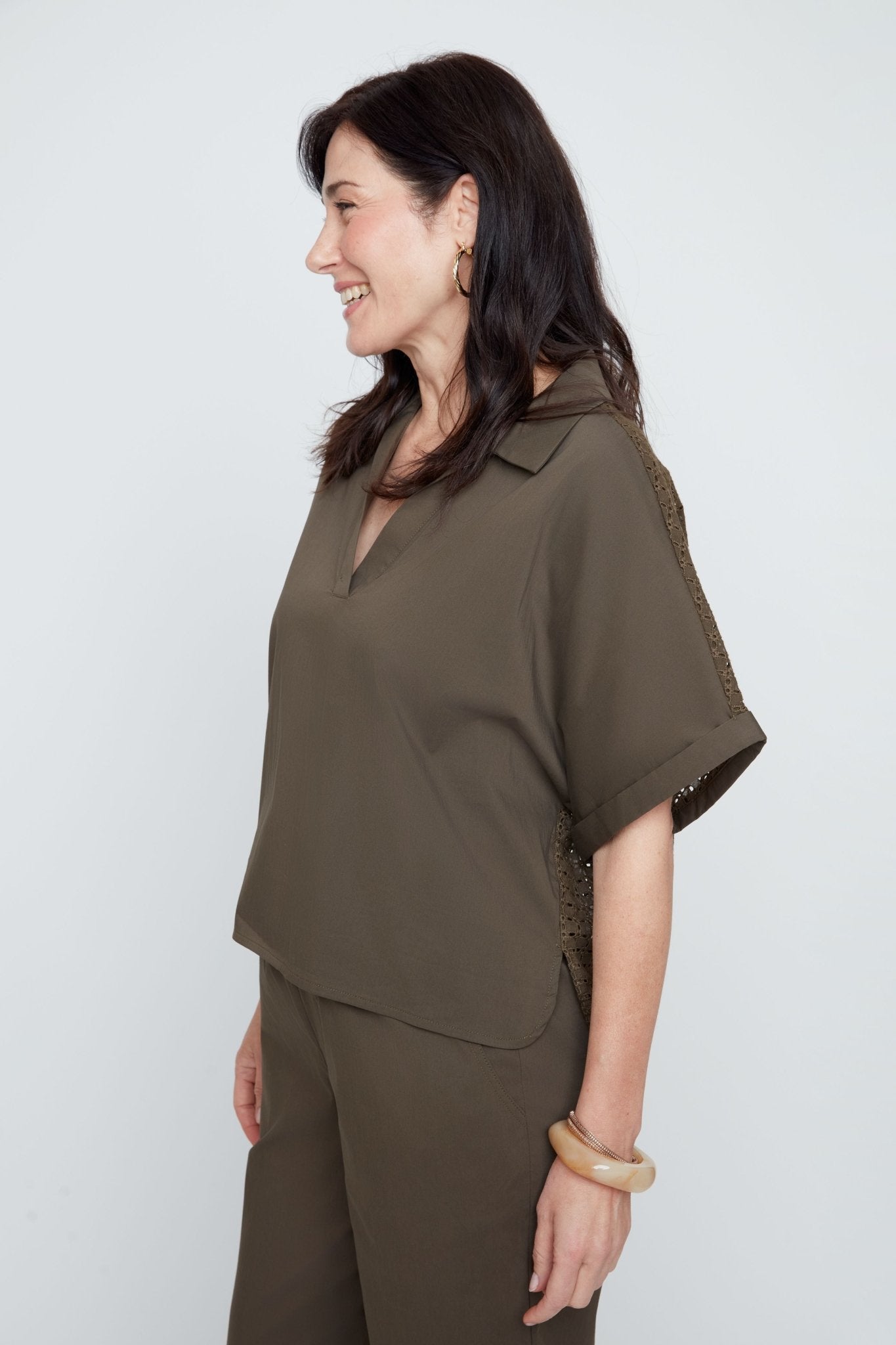 Renuar Woven Blouse | Khaki - Juli's Wearable Art