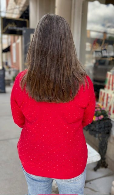 Rhinestone Cardigan | Crimson Flame - Juli's Wearable Art
