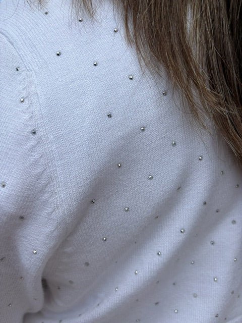 Rhinestone Cardigan | White - Juli's Wearable Art