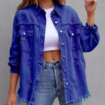 Ripped Long-Sleeved Denim Jacket - Juli's Wearable Art