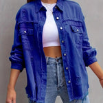 Ripped Long-Sleeved Denim Jacket - Juli's Wearable Art