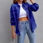 Ripped Long-Sleeved Denim Jacket - Juli's Wearable Art