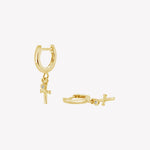 Rizen Calvary Cross Huggie Hoop Earrings | Gold Vermeil - Juli's Wearable Art