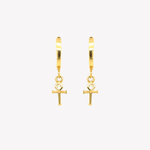 Rizen Calvary Cross Huggie Hoop Earrings | Gold Vermeil - Juli's Wearable Art
