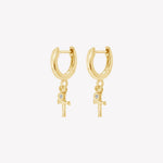 Rizen Calvary Cross Huggie Hoop Earrings | Gold Vermeil - Juli's Wearable Art