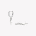 Rizen Calvary Cross Huggie Hoop Earrings | Sterling Silver - Juli's Wearable Art