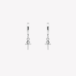 Rizen Calvary Cross Huggie Hoop Earrings | Sterling Silver - Juli's Wearable Art