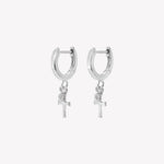 Rizen Calvary Cross Huggie Hoop Earrings | Sterling Silver - Juli's Wearable Art