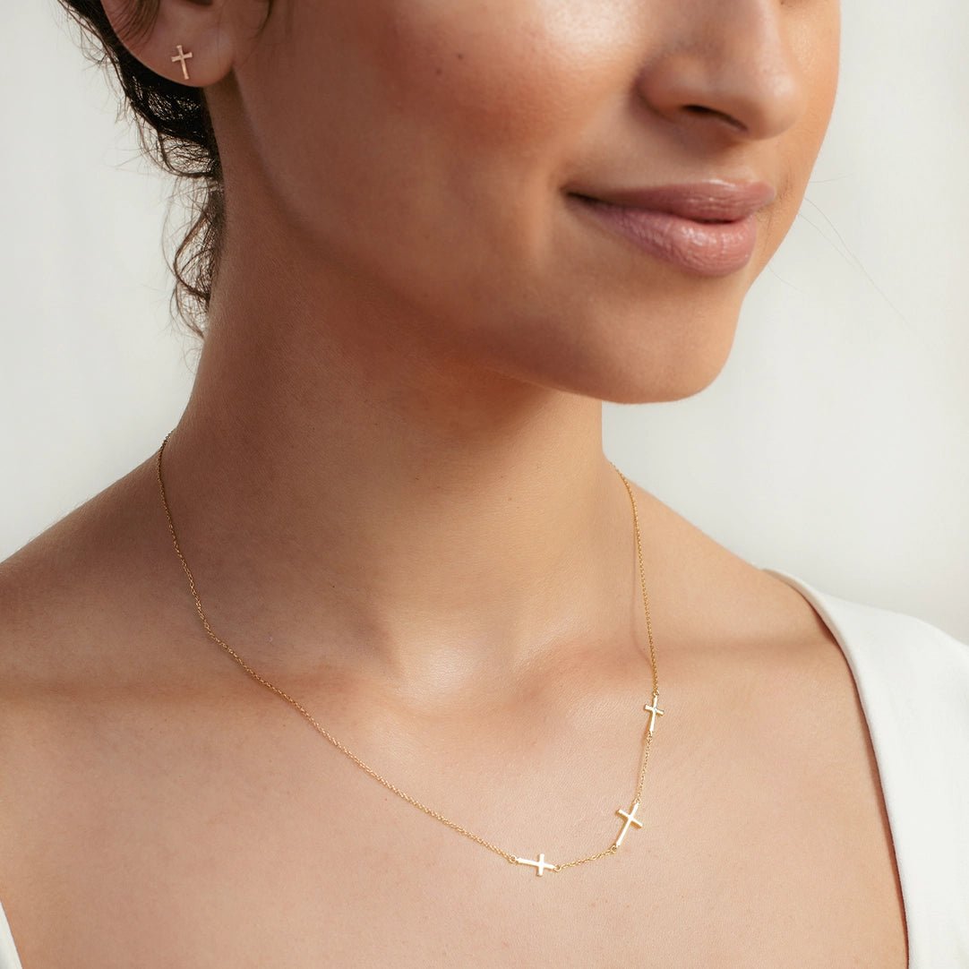 Rizen Calvary Cross Necklace | Gold Vermeil - Juli's Wearable Art