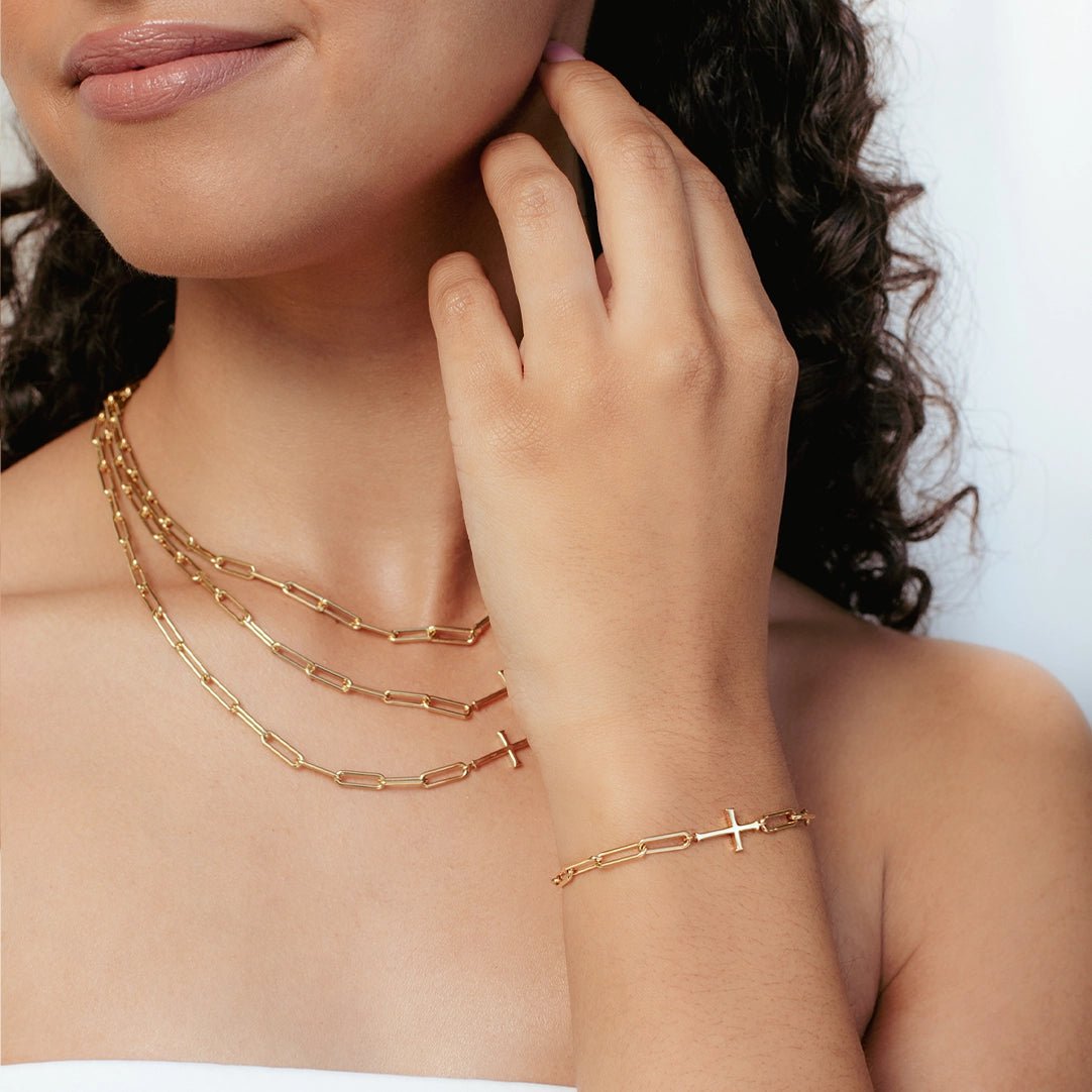 Rizen Chain Breaker Cross Bracelet | Gold Vermeil - Juli's Wearable Art
