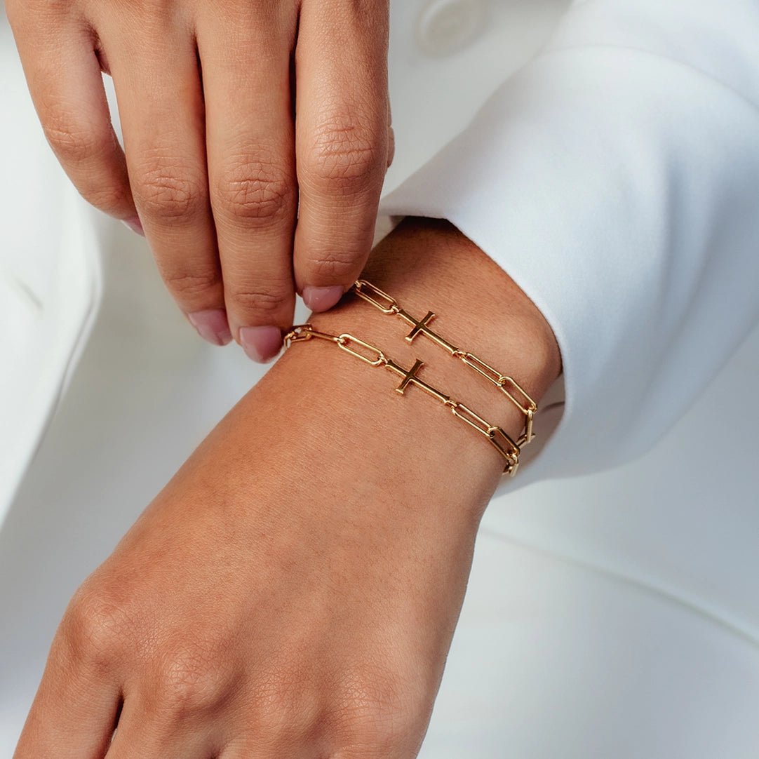 Rizen Chain Breaker Cross Bracelet | Gold Vermeil - Juli's Wearable Art
