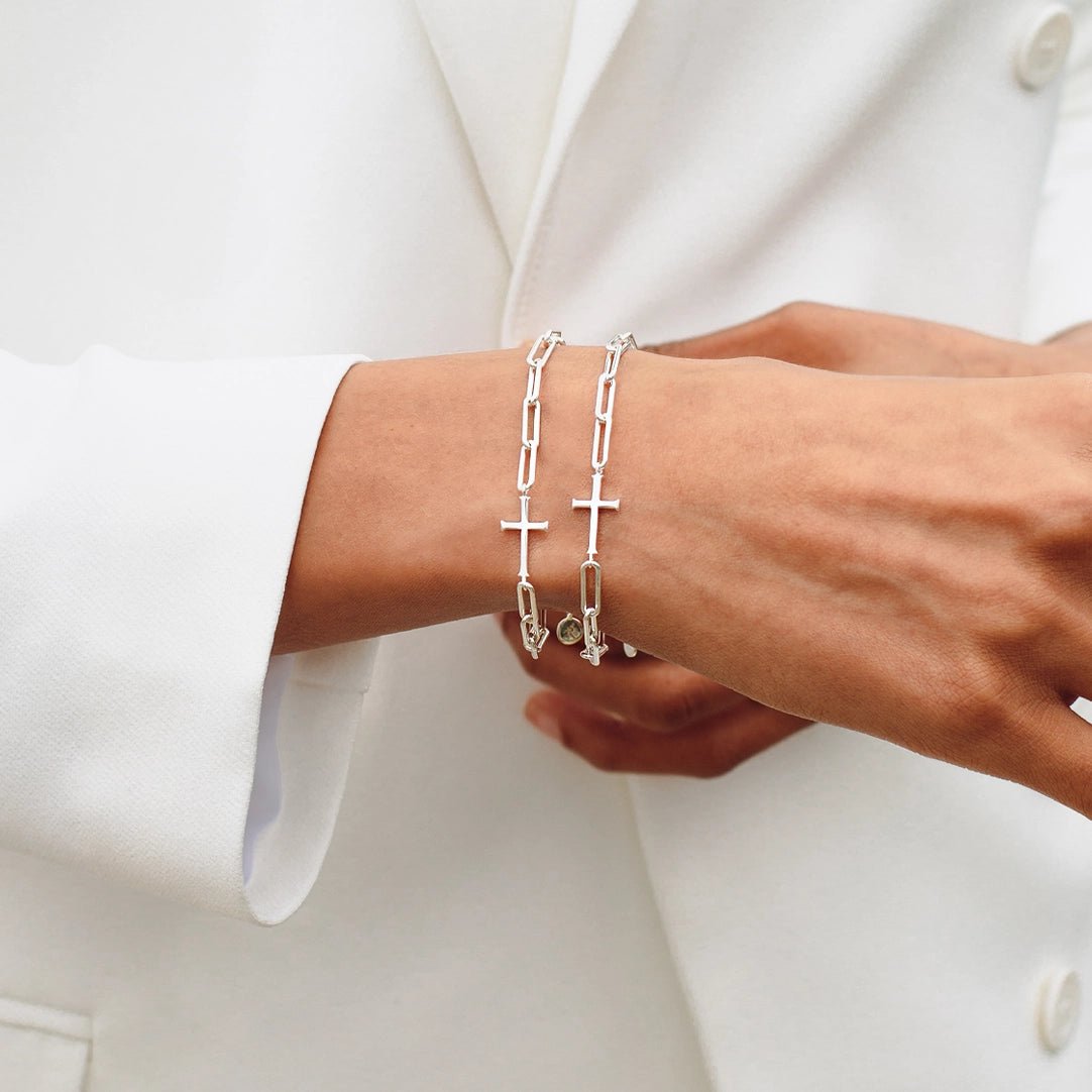 Rizen Chain Breaker Cross Bracelet | Sterling Silver - Juli's Wearable Art