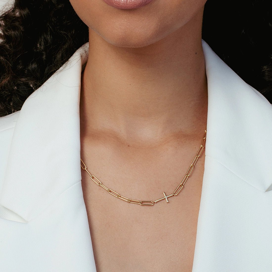 Rizen Chain Breaker Cross Necklace | Gold Vermeil