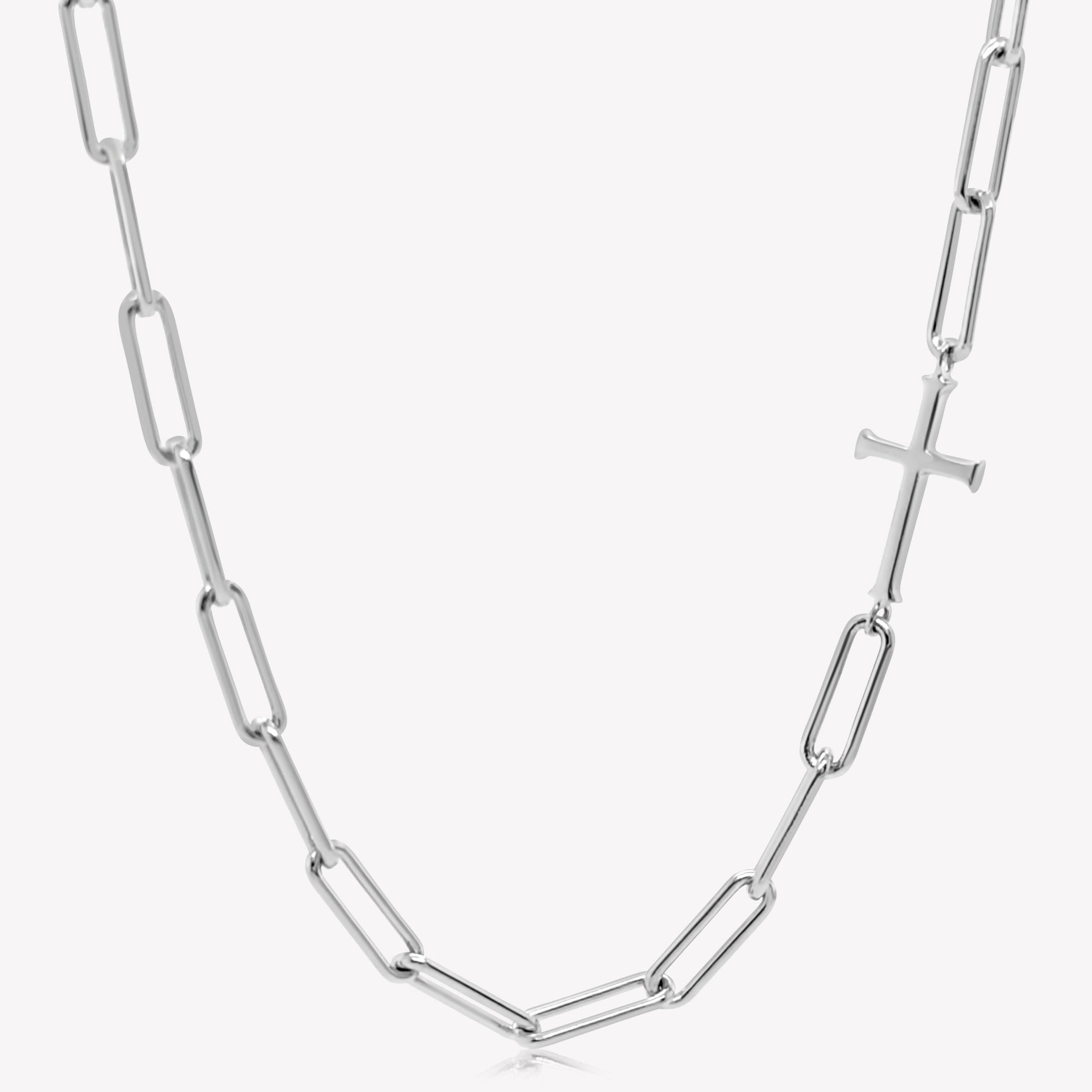 Rizen Chain Breaker Cross Necklace | Silver