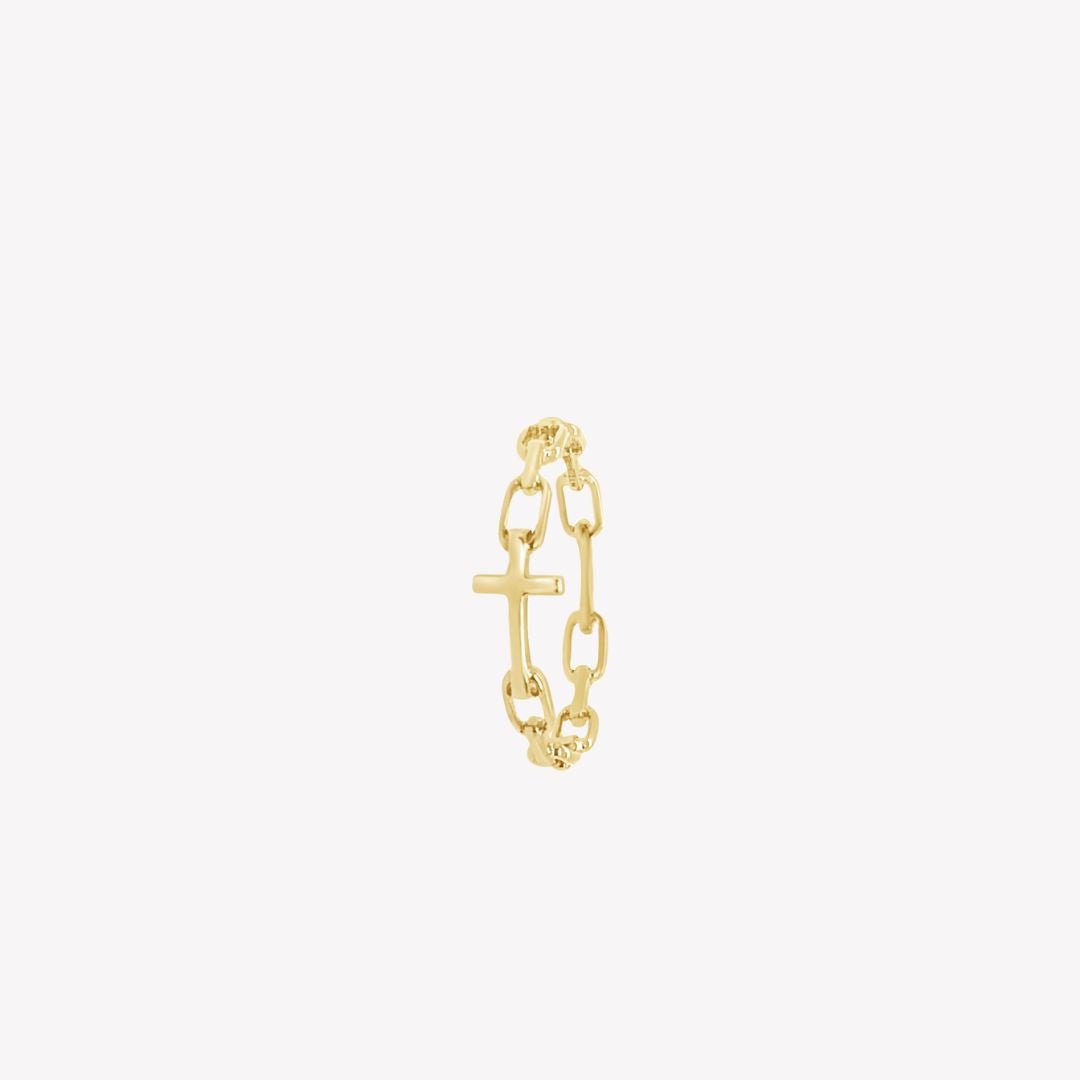 Rizen Chain Breaker Cross Ring | Gold Vermeil