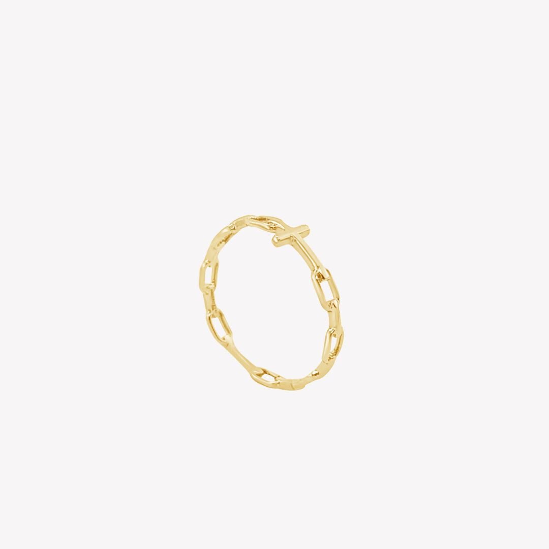 Rizen Chain Breaker Cross Ring | Gold Vermeil
