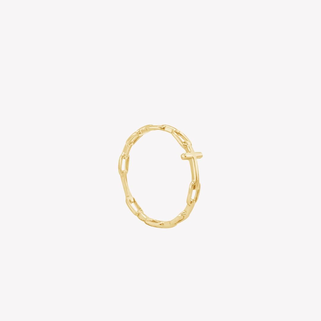 Rizen Chain Breaker Cross Ring | Gold Vermeil - Juli's Wearable Art