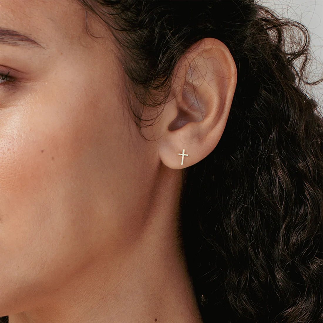 Rizen Cross Mini Stud Earrings | Gold Vermeil