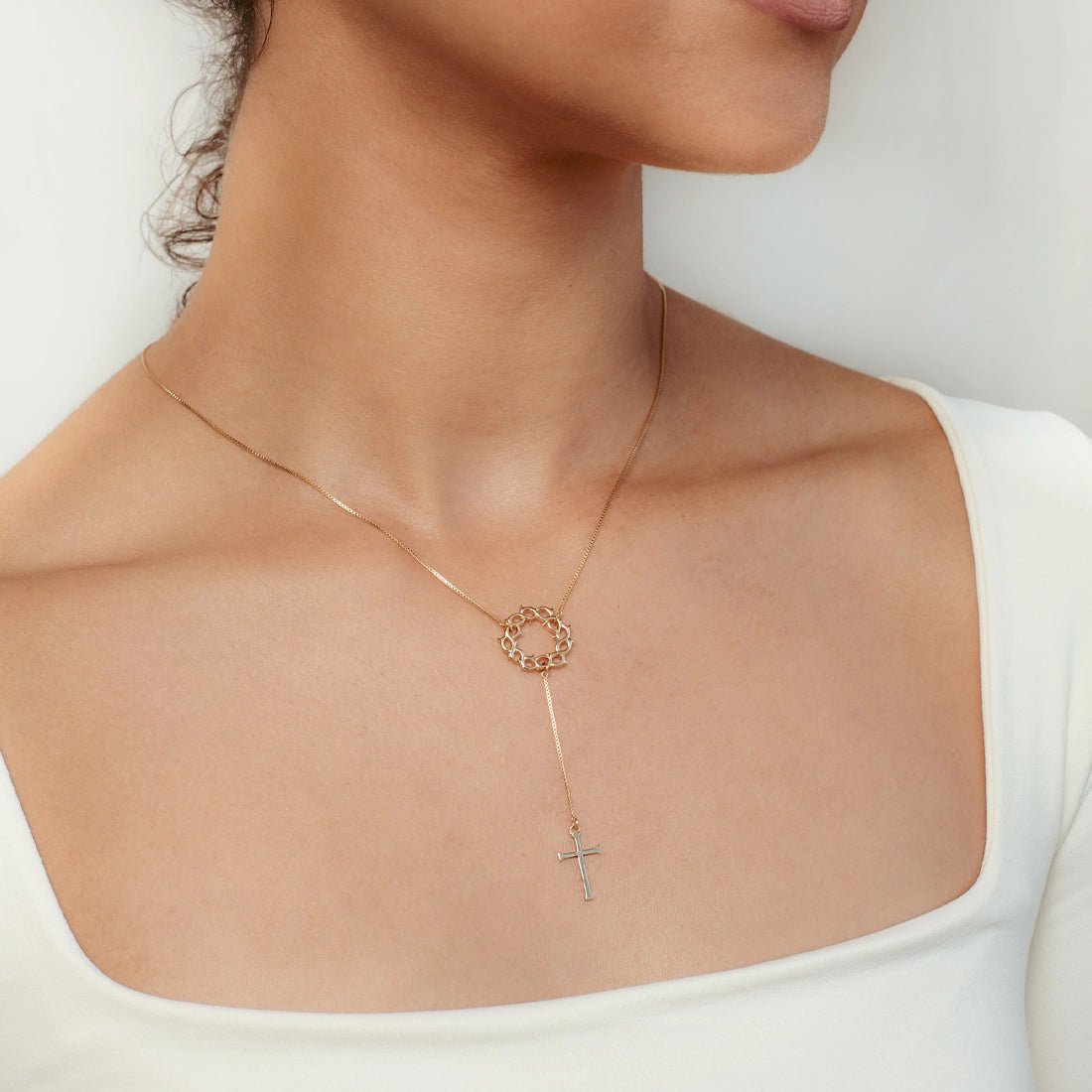 Rizen Crown of Thorns Y Necklace | Gold Vermeil