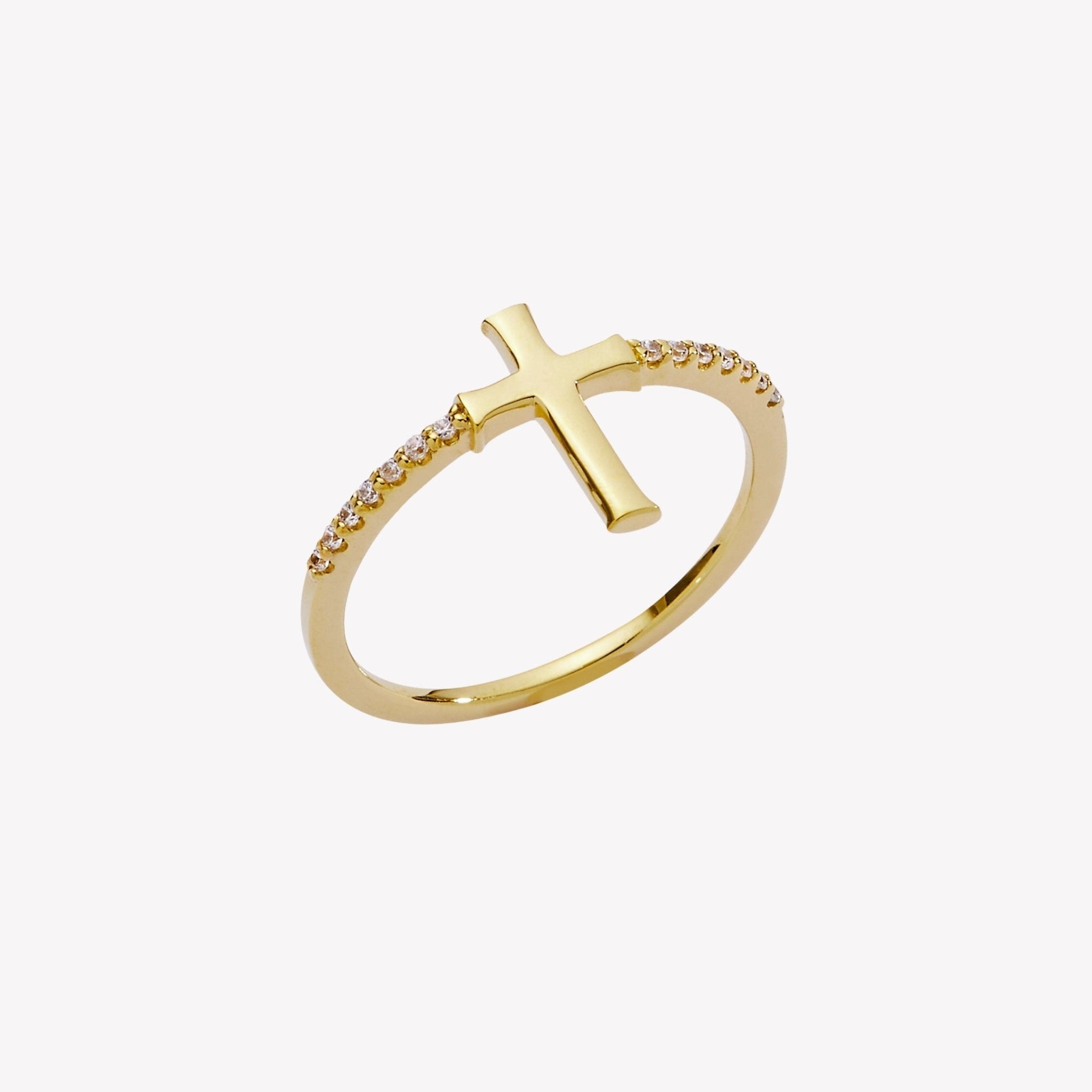 Rizen Luminous Cross Pave Ring | Gold Vermeil
