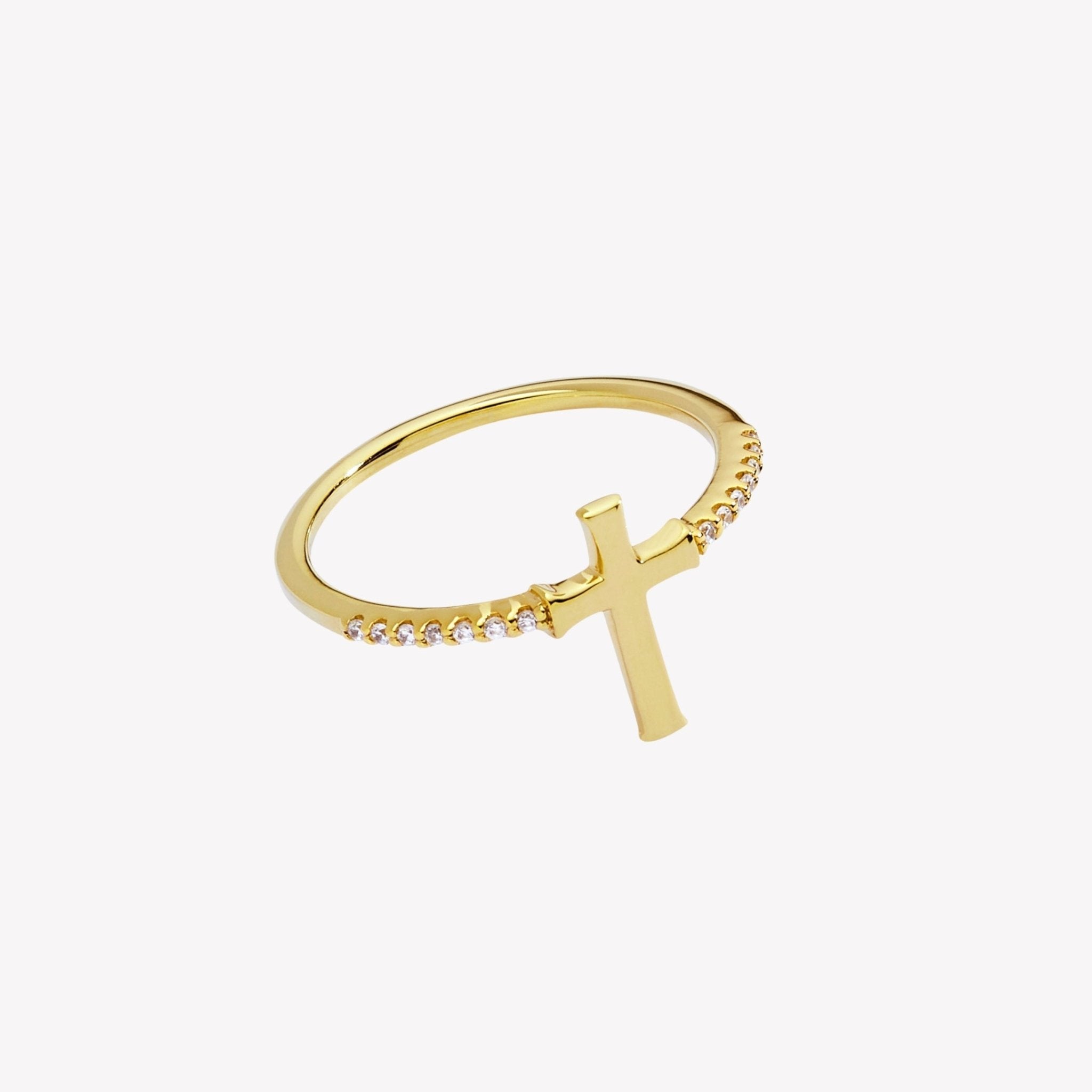 Rizen Luminous Cross Pave Ring | Gold Vermeil - Juli's Wearable Art