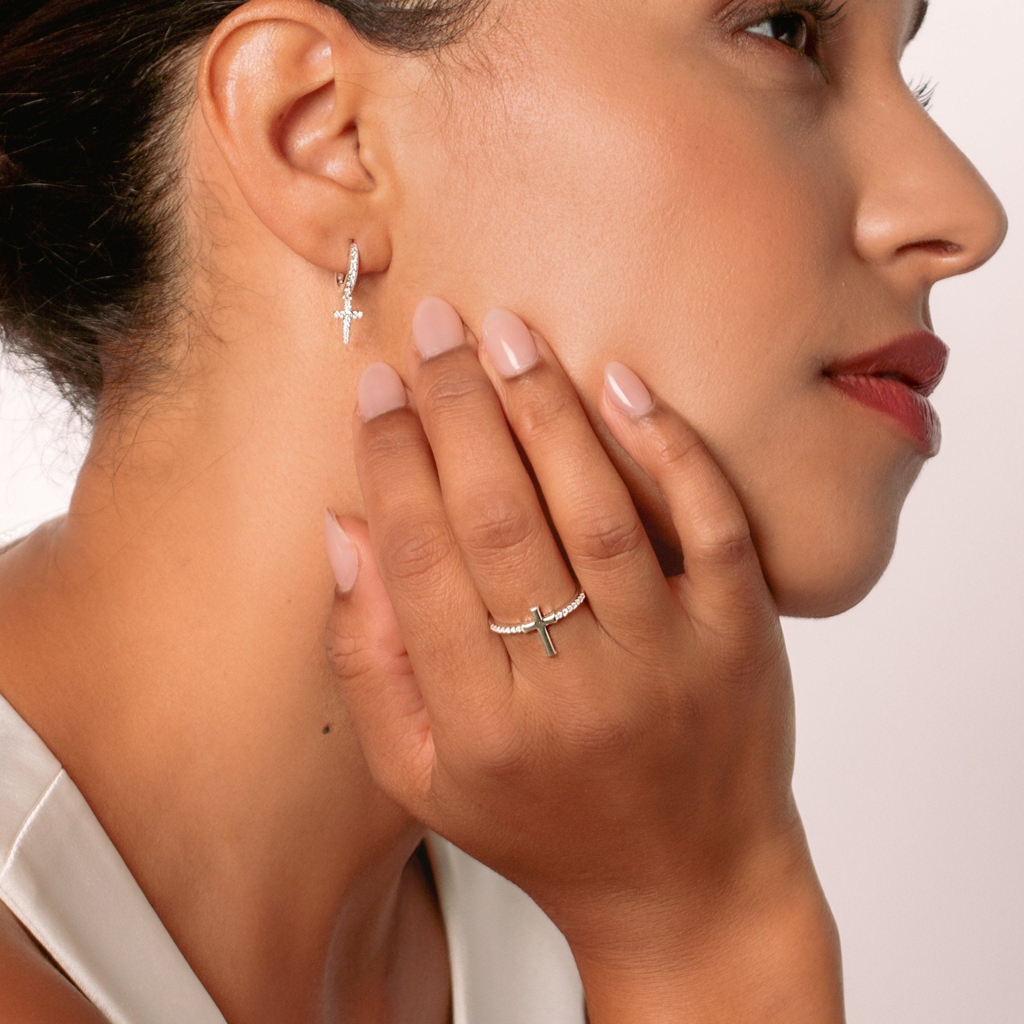 Rizen Luminous Cross Pave Ring | Sterling Silver - Juli's Wearable Art