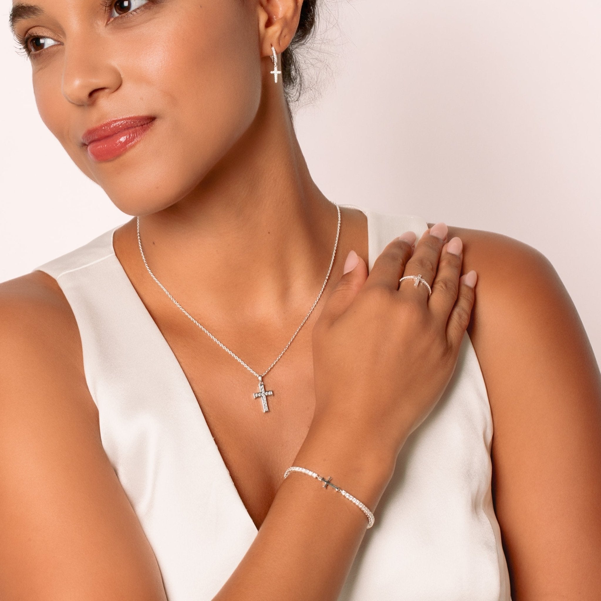 Rizen Luminous Cross Pave Ring | Sterling Silver - Juli's Wearable Art