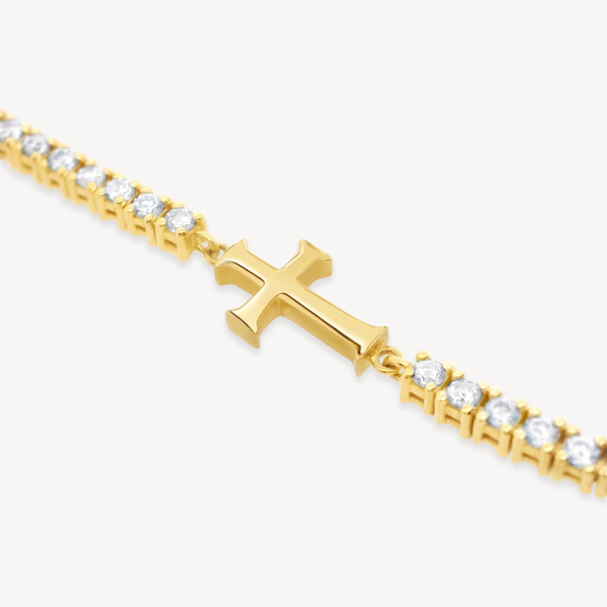 Rizen Luminous Cross Tennis Bracelet | Gold Vermeil - Juli's Wearable Art